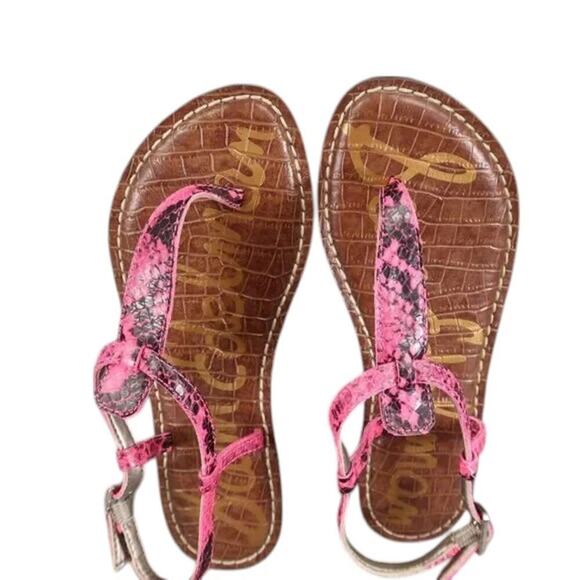 Sam Edelman Shoes Womens 5 Sandals Fashion Casual Snake Print Leather Pink Gigi - Picture 5 of 12